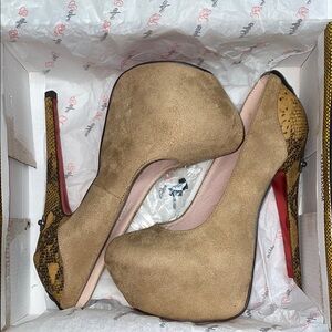 Cape Robbin Tan and Brown Stiletto Heels